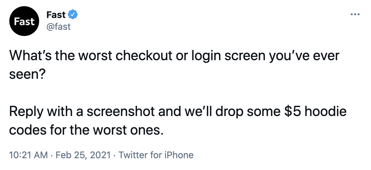 @Fast在推特上分享限时抢购的新闻，并根据回应分享折扣代码。